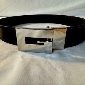 Authentic Vintage Gucci Leather Belt Reversible Black & Dark Chocolate Brown